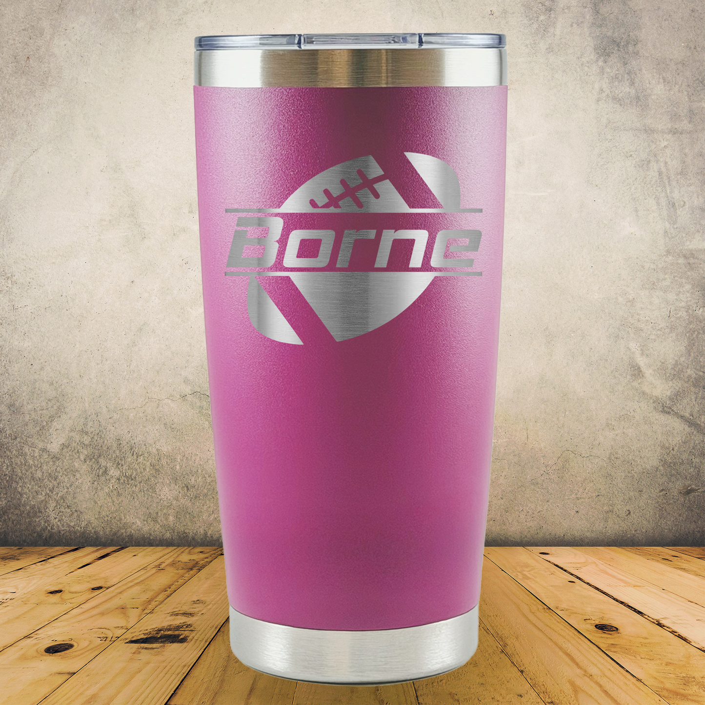 Personalized Football Split Monogram Travel Tumbler - Laser Engraved