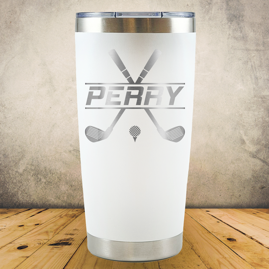 Personalized Golf Split Monogram Travel Tumbler - Laser Engraved