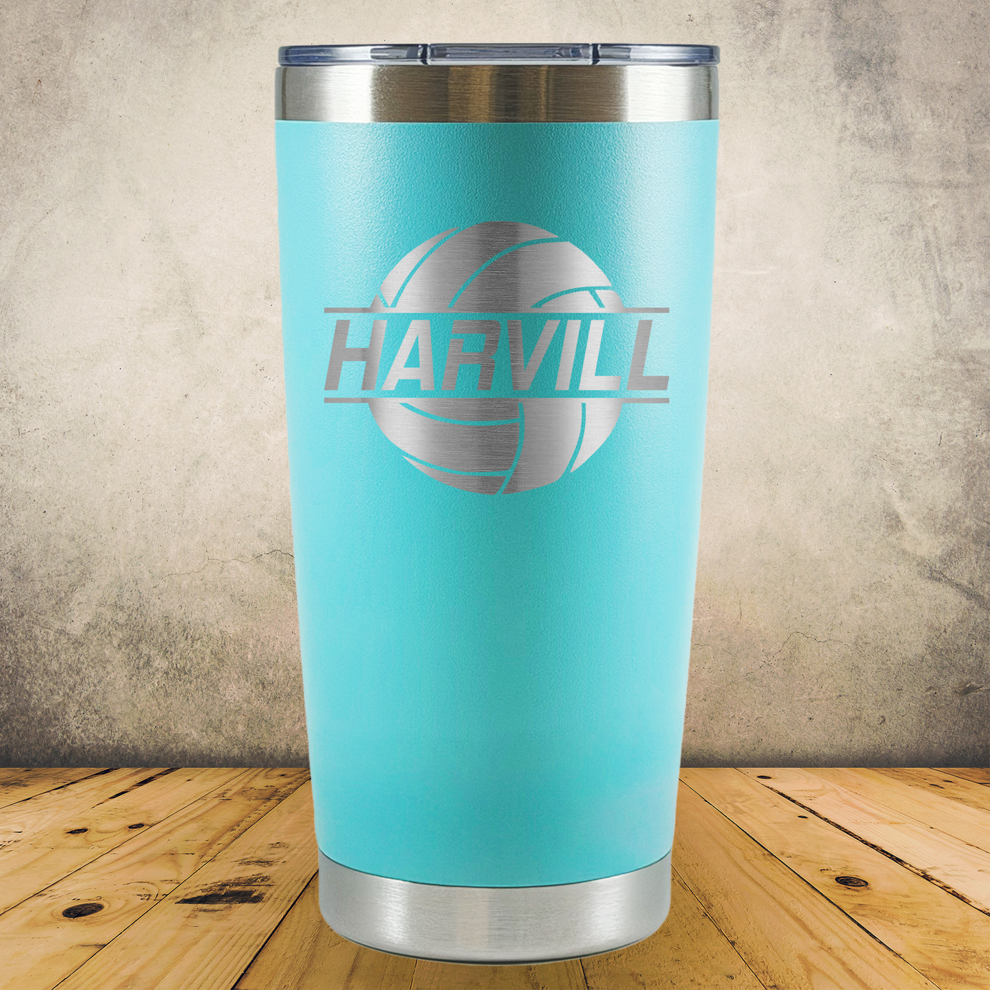 Personalized Volleyball Split Monogram Travel Tumbler - Laser Engraved