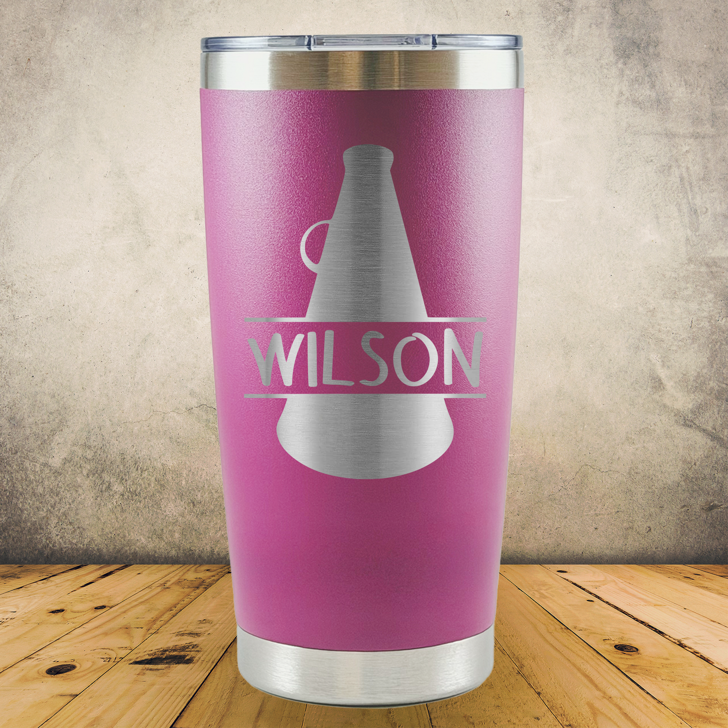 Personalized Cheer Split Monogram Travel Tumbler - Laser Engraved