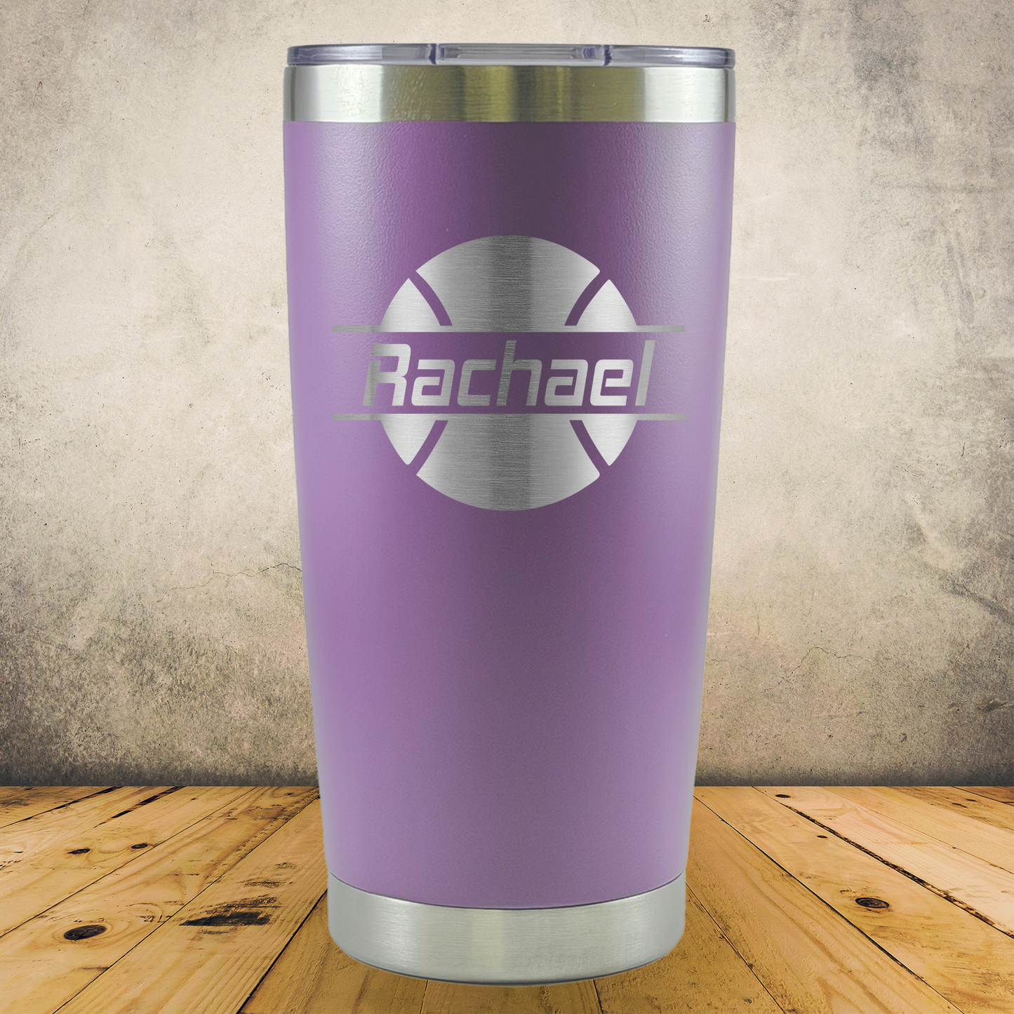 Personalized Tennis Split Monogram Travel Tumbler - Laser Engraved