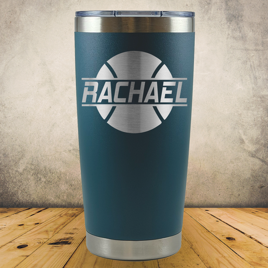 Personalized Tennis Split Monogram Travel Tumbler - Laser Engraved
