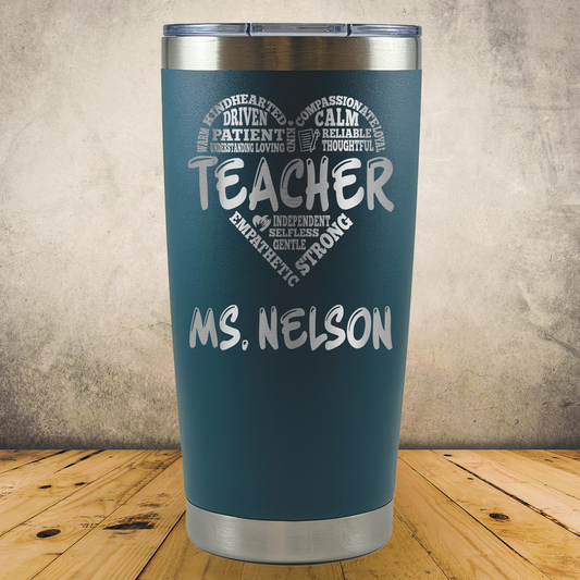 Personalized Laser Engraved Tumbler 20oz Teacher Appreciation or Back to School Gift