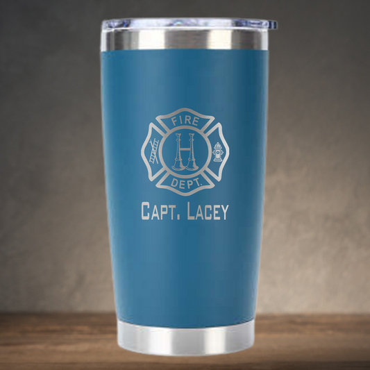 Personalized Firefighter Captain Travel Tumbler 20 oz - Laser Engraved