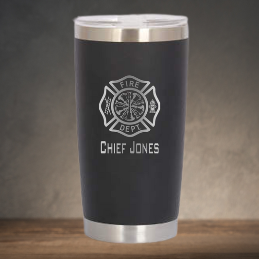 Personalized Firefighter Chief Travel Tumbler 20 oz - Laser Engraved