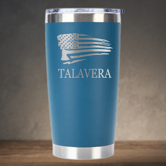20oz Personalized Laser Engraved Tumbler for Firefighter Distressed American Flag with Axe