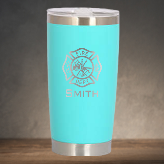 Personalized Firefighter Maltese Cross Travel Tumbler 20 oz - Laser Engraved