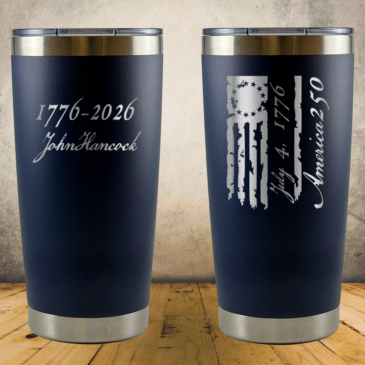 Personalized Laser Engraved Tumbler 20oz 1776–2026 USA 250th Anniversary