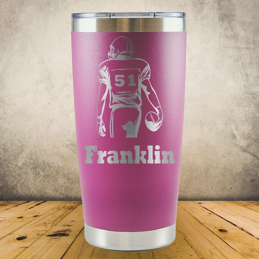 20oz Personalized Laser Engraved Tumbler Football Player Gift for Players, Coaches & Fans
