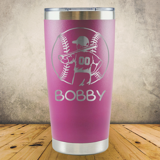 20oz Personalized Laser Engraved Tumbler Pee Wee Baseball Gift for Players, Coaches & Fans