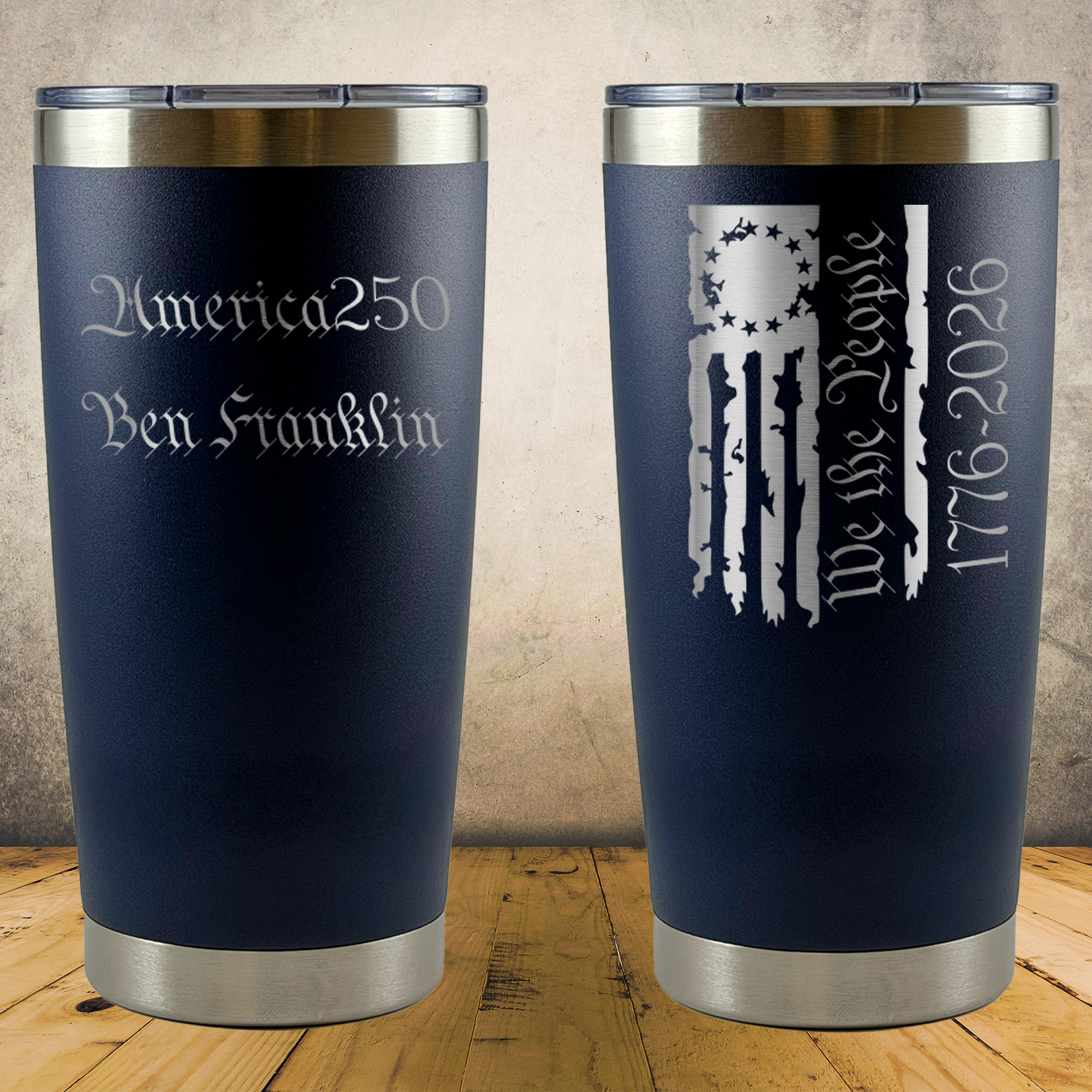 Personalized Laser Engraved Tumbler 20oz 1776–2026 USA We The People