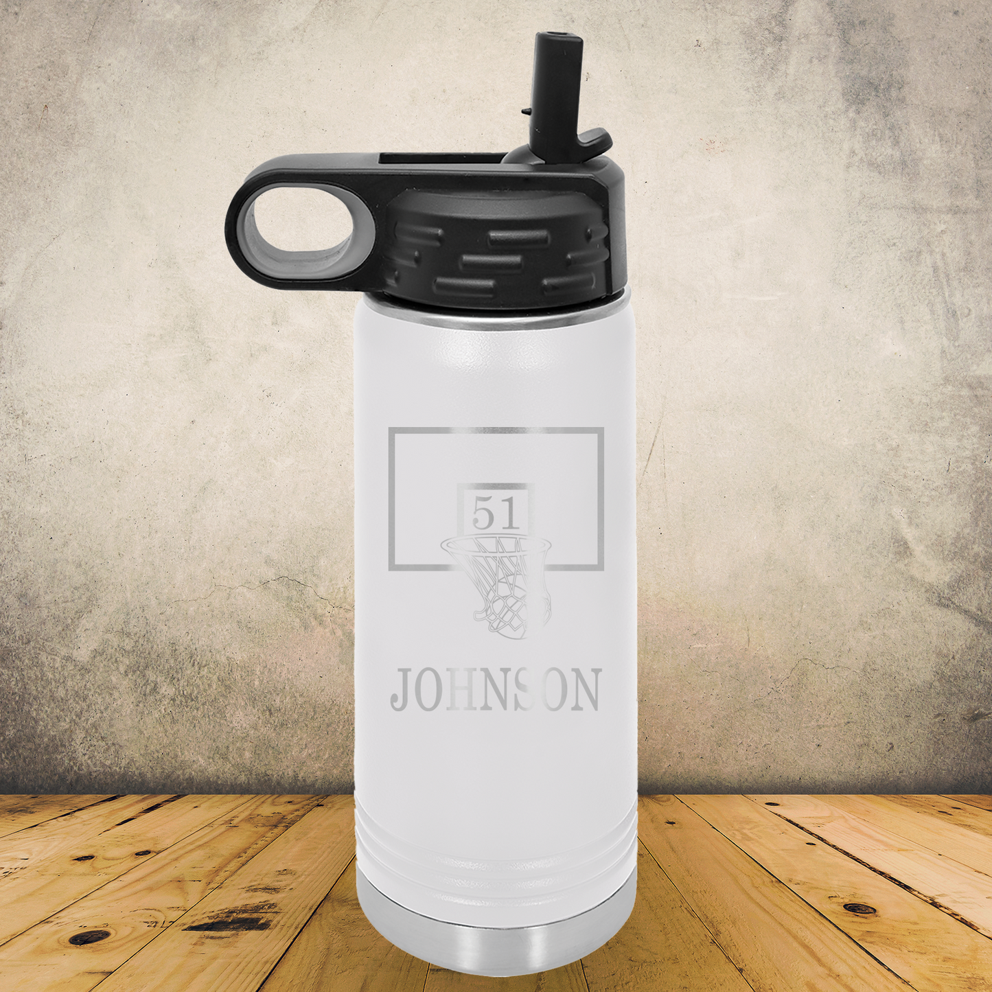 Personalized Laser Engraved Water Bottle 20/32oz Basketball Backboard Gift for Players, Coaches & Fans