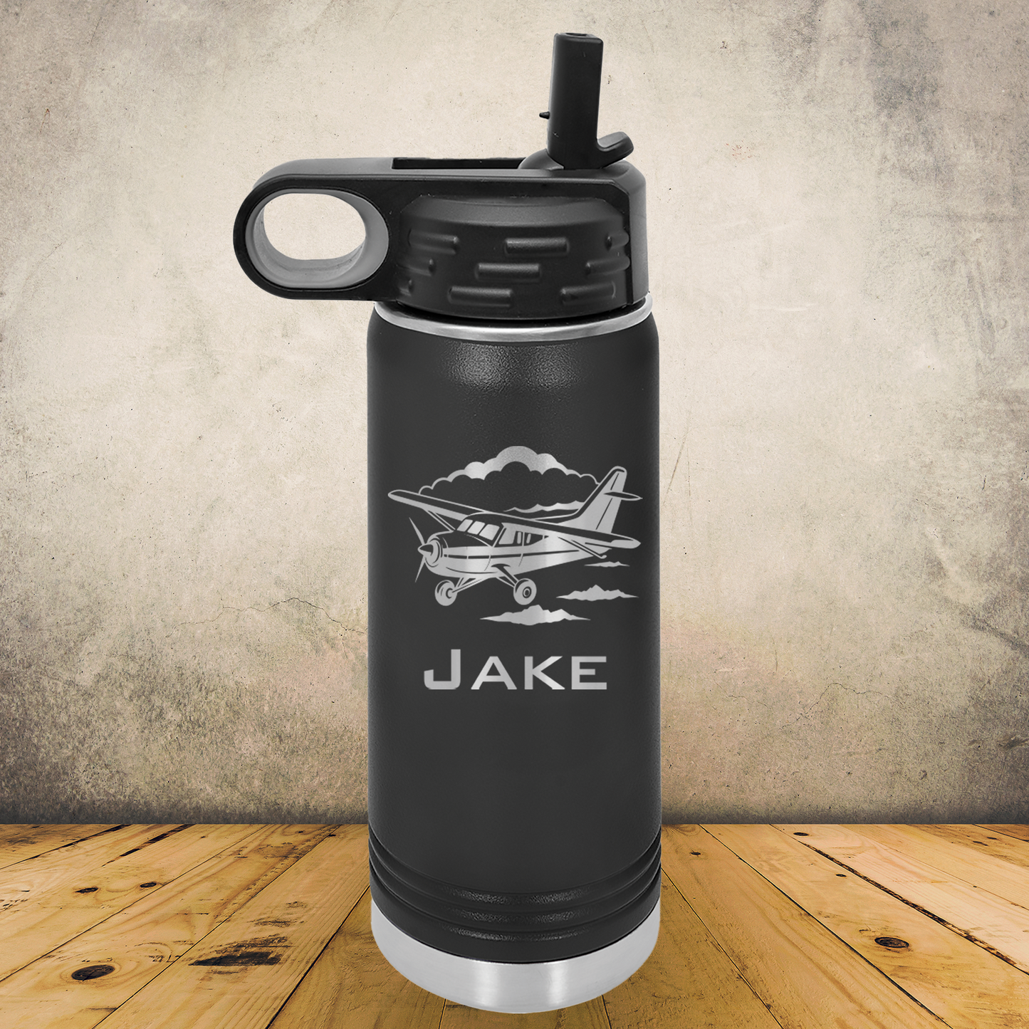 Personalized Laser Engraved Water Bottle 20/32oz for Cessna Airplane and Aviation Gift for Pilots