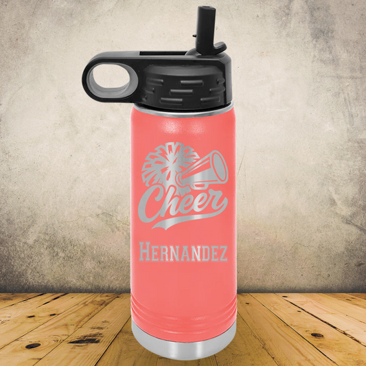 20/32oz Personalized Laser Engraved Water Bottle Cheerleading Gift for Cheerleaders, Coaches & Cheer Moms