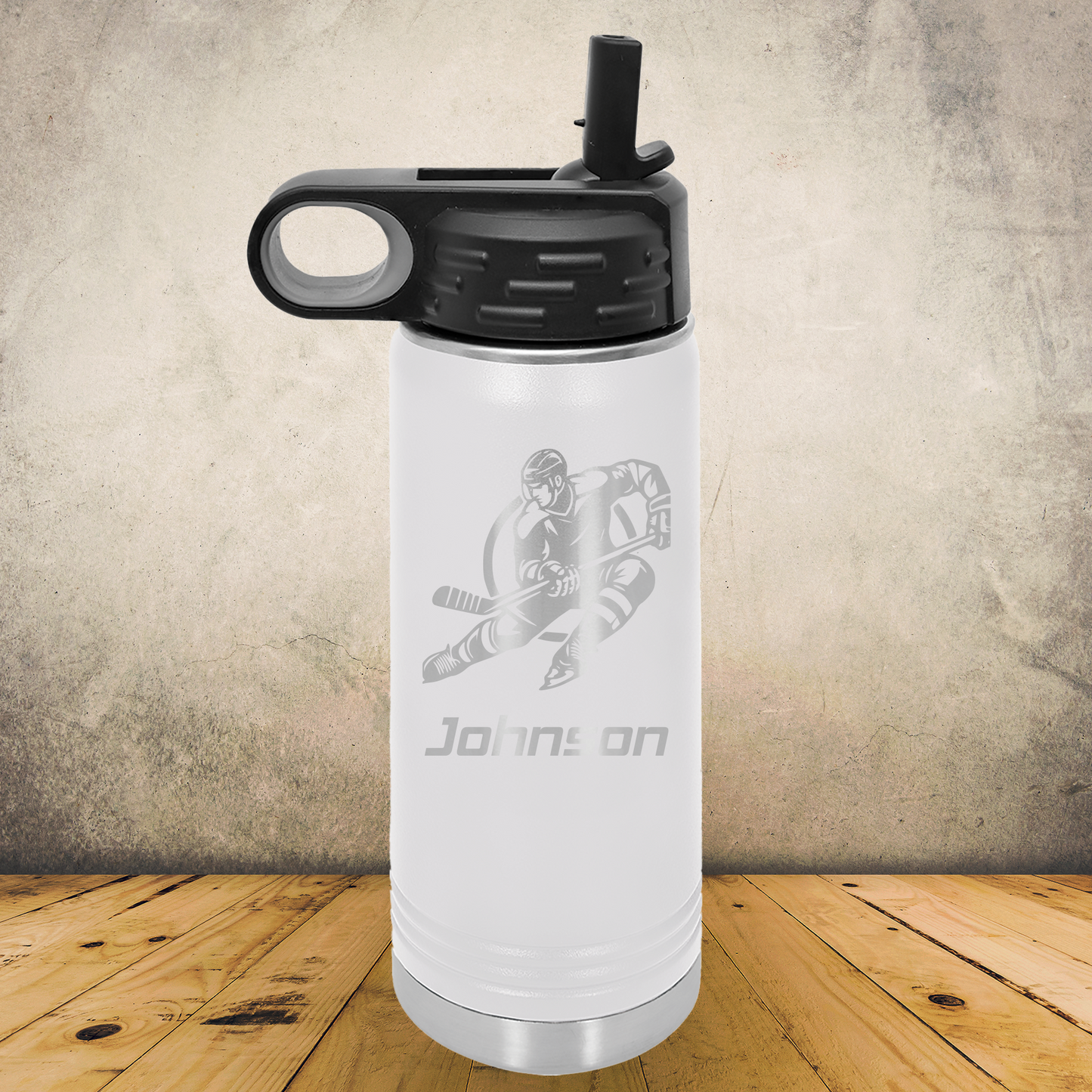 Personalized Laser Engraved Water Bottle 20/32oz for Hockey Players, Coaches & Fans