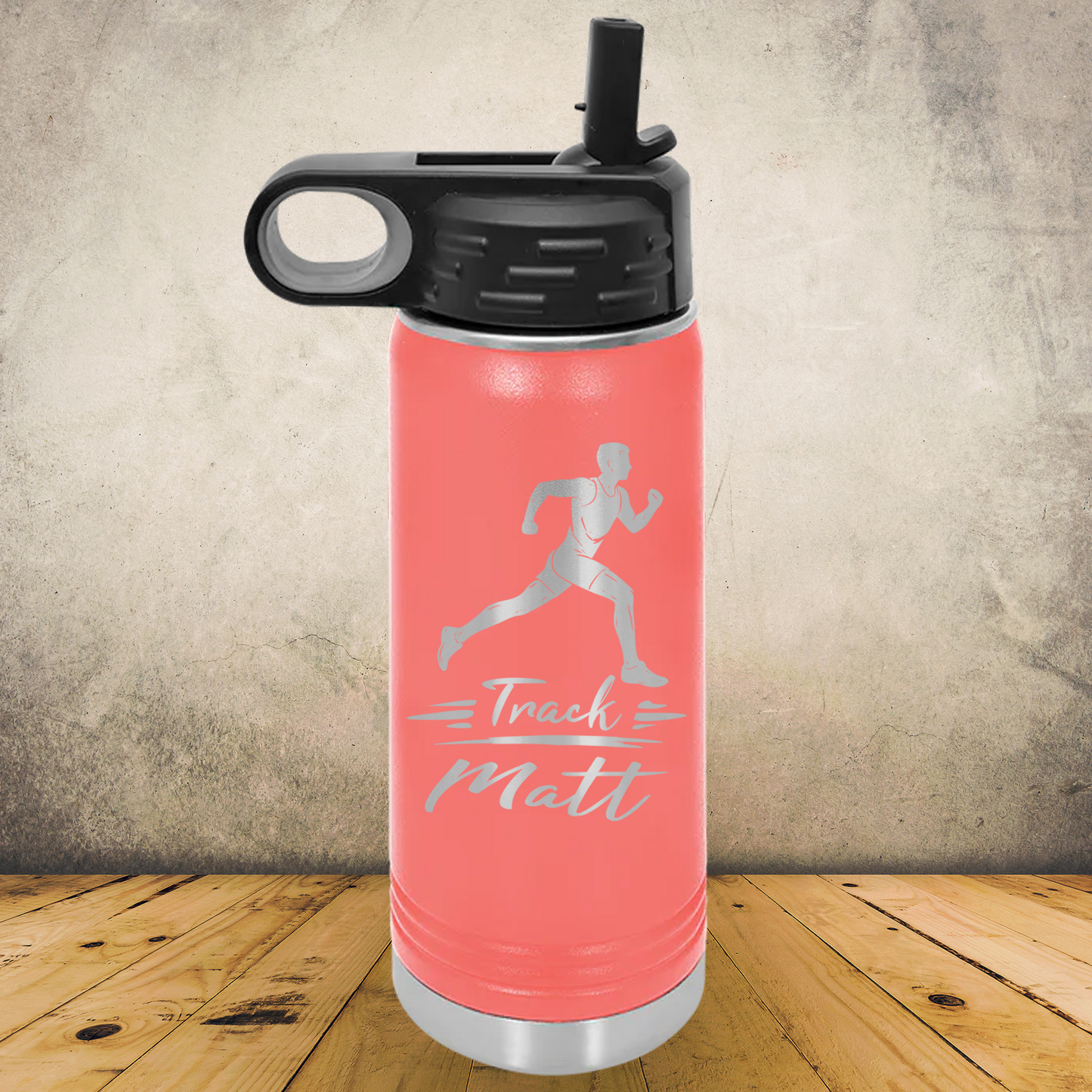 Personalized Laser Engraved Water Bottle 20/32oz Track, Cross Country and Marathon Runner
