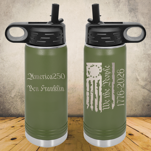 Personalized Laser Engraved Water Bottle 20/32oz 1776–2026 USA We The People