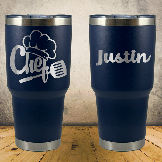 Personalized Chef Tumbler 30oz Custom Laser Engraved Cup