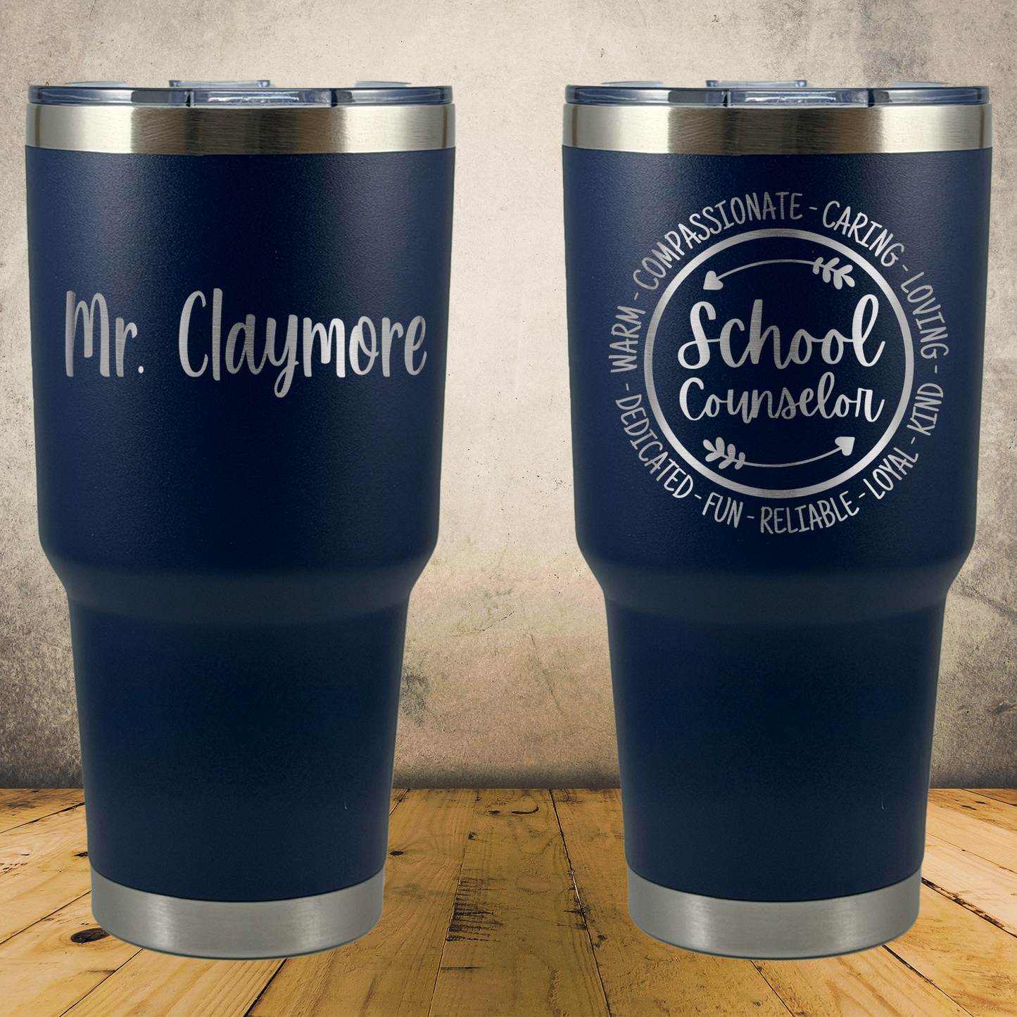 Personalized Laser Engraved Tumbler 30oz for Teachers, School Counselors & Staff Appreciation