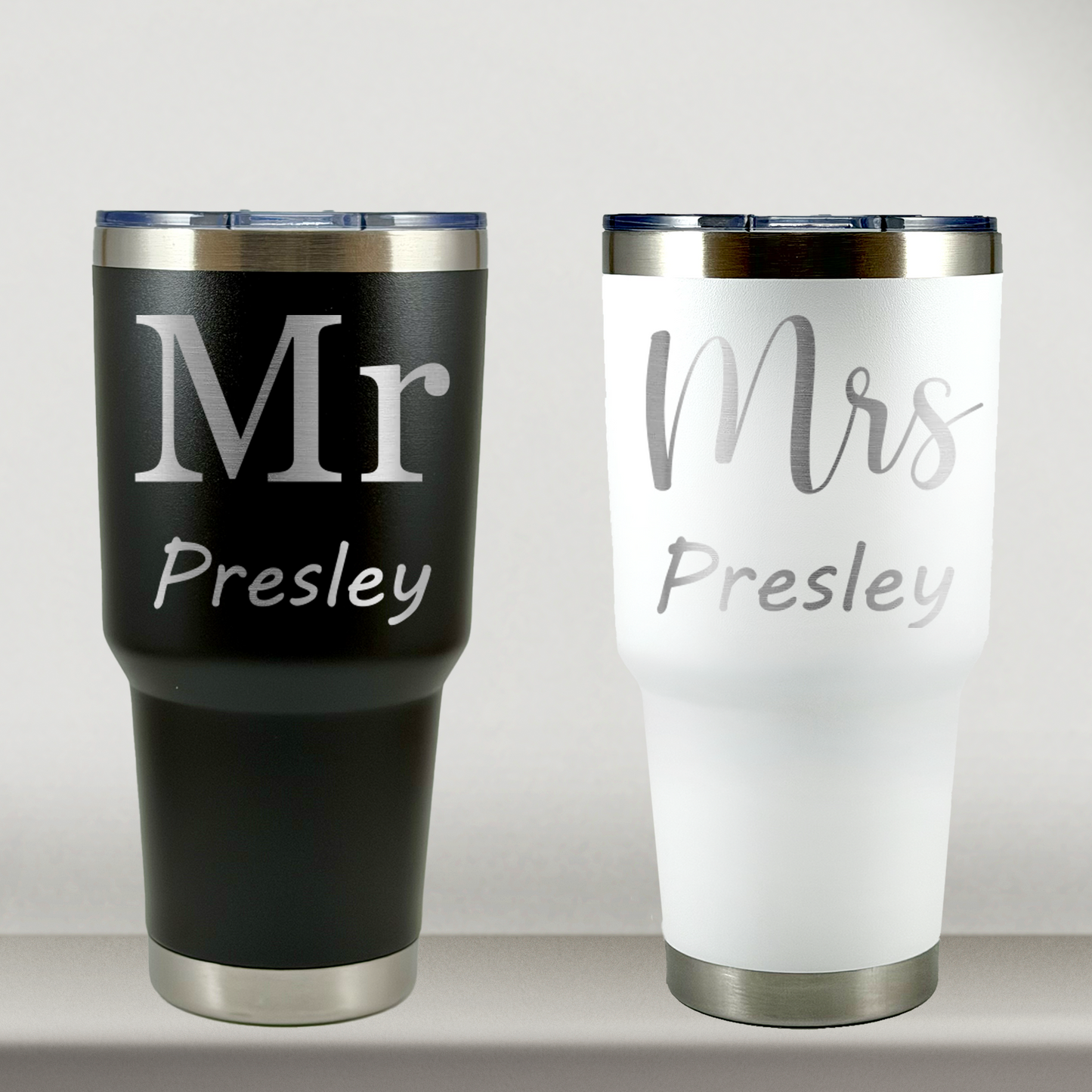 Personalized Husband and Wife Tumblers Set of 2 For Mr and Mrs, Couples, Custom 30oz Mugs, Laser Engraved Stainless Steel Cup (Copy) (Copy)