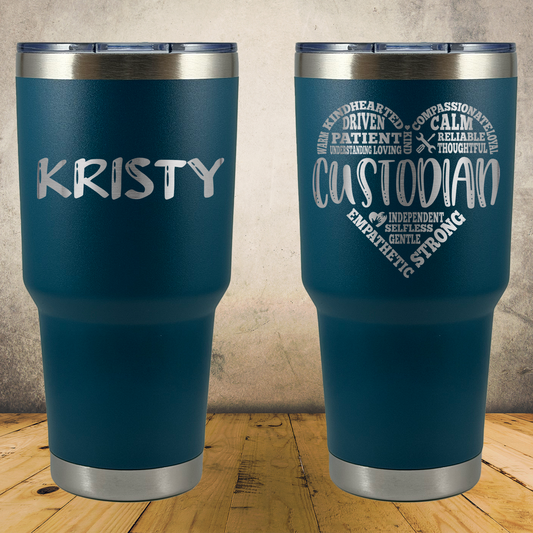 Personalized Laser Engraved Tumbler 30oz for Janitor Appreciation, School Custodian, End of the School Year Thank You Gift