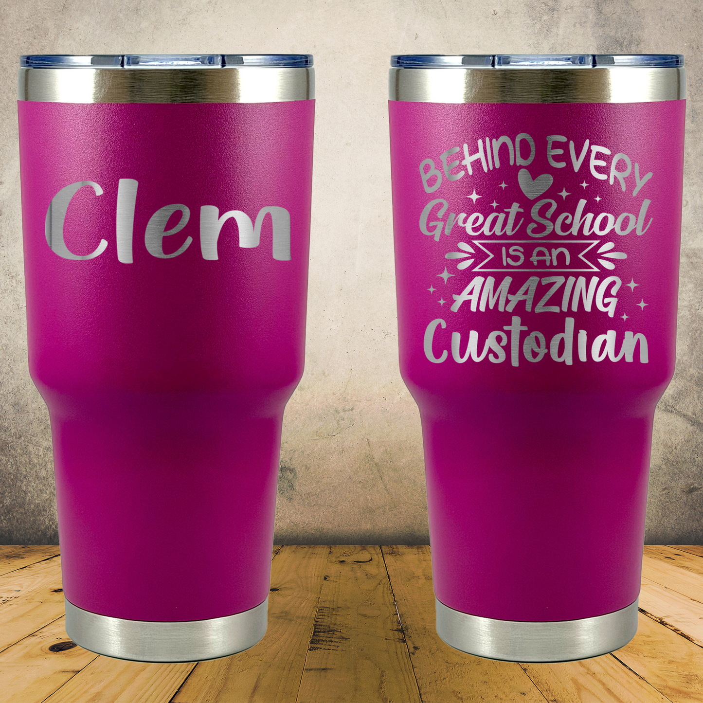 Personalized Laser Engraved Tumbler 30oz for Janitor Appreciation, School Custodian, End of the School Year Thank You Gift