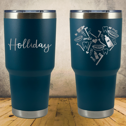 Personalized Dentist Tumbler, Custom Laser Engraved 30oz Stainless Steel Cup