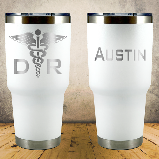 Personalized Doctor Tumbler 30oz Custom Stainless Steel Laser Engraved Tumbler, Medical Gift for Physician, MD, Nurse Practitioner, Surgeon, Doctor Appreciation Gift