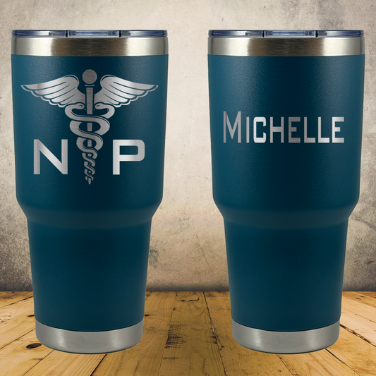 Personalized Nurse Practitioner Tumbler 30oz Custom Stainless Steel Laser Engraved Tumbler, Medical Gift for Physician, MD, Doctor, Surgeon, Doctor Appreciation Gift