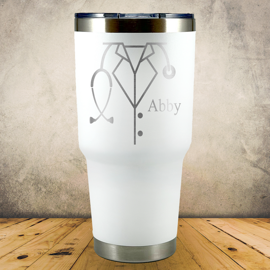 Personalized Doctor Tumbler 30oz Custom Stainless Steel Laser Engraved Tumbler, Medical Gift for Physician, MD, Nurse Practitioner, Surgeon, Doctor Appreciation Gift
