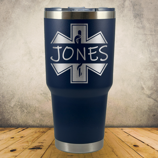 Personalized EMS 30oz Tumbler, Custom EMT & Paramedic Gift, Laser Engraved Stainless Steel Travel Mug, First Responder Cup