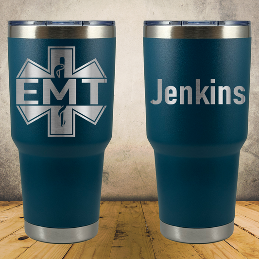 Personalized EMT 30oz Tumbler, Custom Paramedic & EMS Gift, Laser Engraved Stainless Steel Travel Mug, First Responder Cup