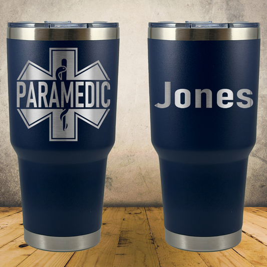 Personalized Paramedic 30oz Tumbler, Custom EMT & EMS Gift, Laser Engraved Stainless Steel Travel Mug, First Responder Cup