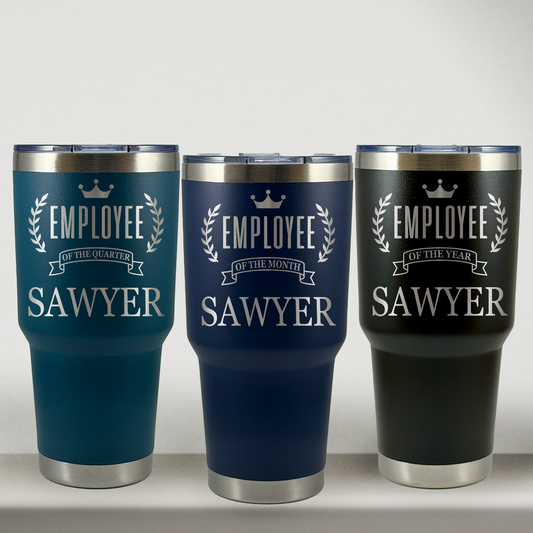 Personalized Employee of the Month Tumbler 30oz Custom Laser Engraved Cup
