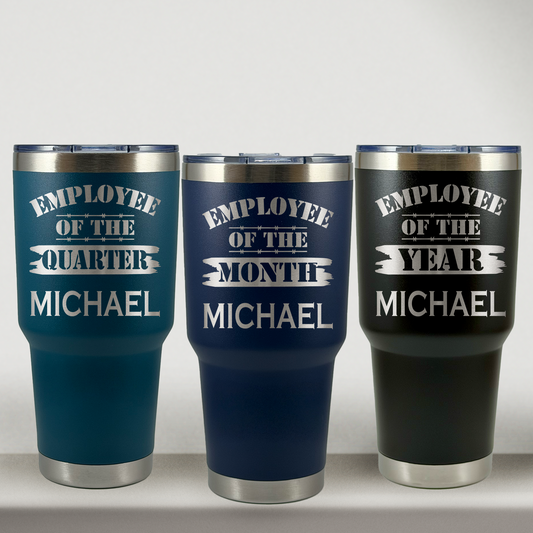 Personalized Employee of the Month Tumbler 30oz Custom Laser Engraved Cup