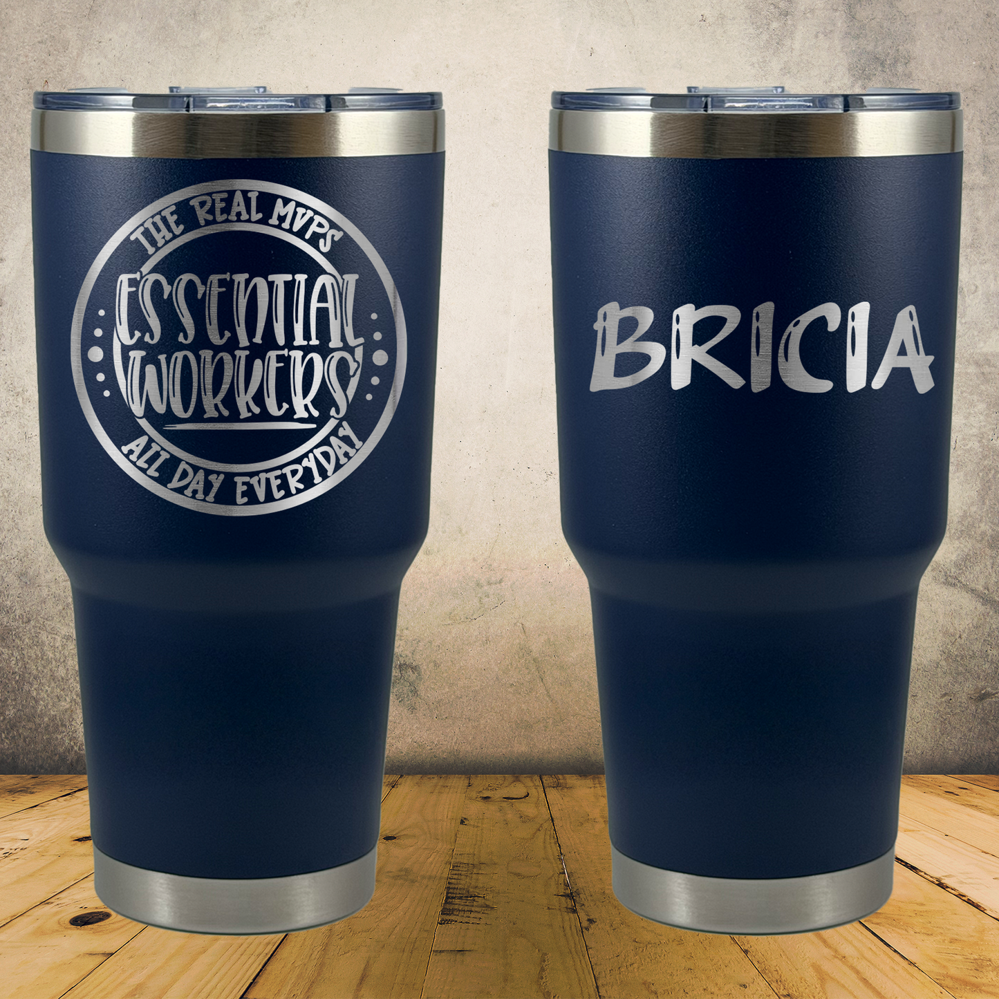 Personalized Essential Worker Tumbler 30oz Custom Laser Engraved Cup