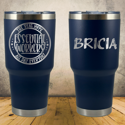 Personalized Essential Worker Tumbler 30oz Custom Laser Engraved Cup