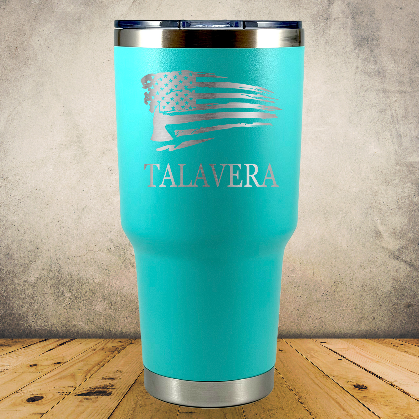 Personalized Laser Engraved Tumbler 30oz for Firefighter Distressed American Flag with Axe