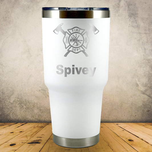 Personalized Laser Engraved Tumbler 30oz for Firefighter Maltese Cross with Axe