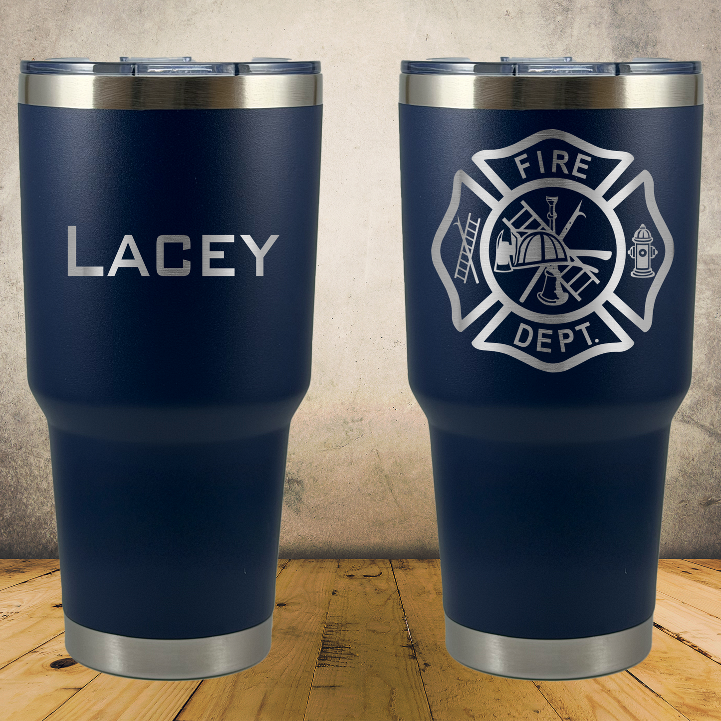 Personalized Laser Engraved Tumbler 30oz for Firefighter Maltese Cross