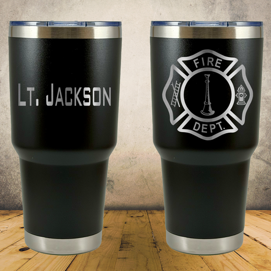 Personalized Laser Engraved Tumbler 30oz for Firefighter Lieutenant