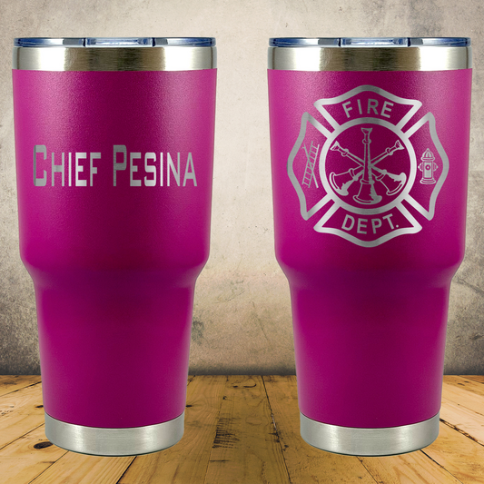 Personalized Laser Engraved Tumbler 30oz for Firefighter Battalion Chief
