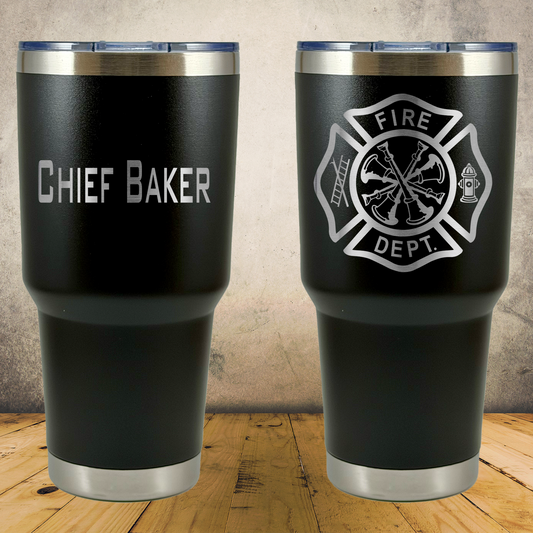 Personalized Laser Engraved Tumbler 30oz for Firefighter Assistant Chief