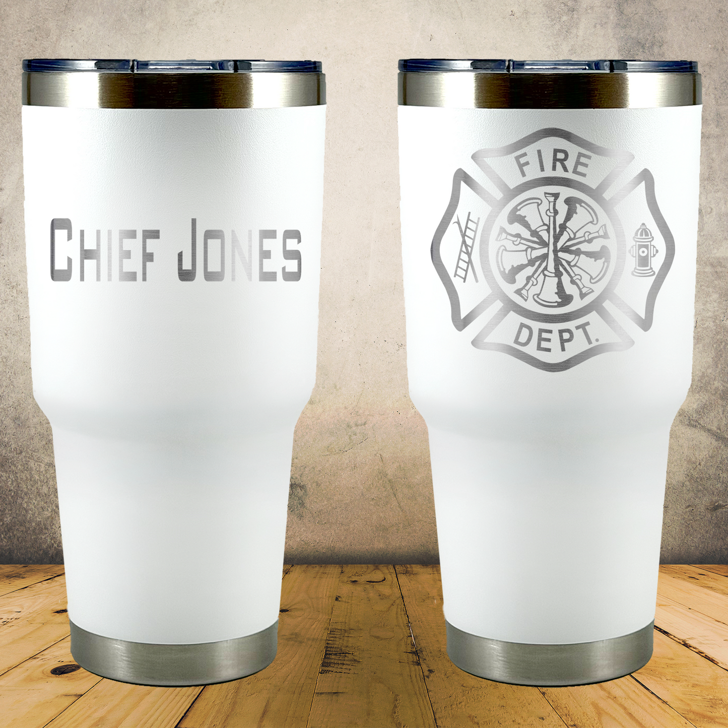 Personalized Laser Engraved Tumbler 30oz for Firefighter Chief