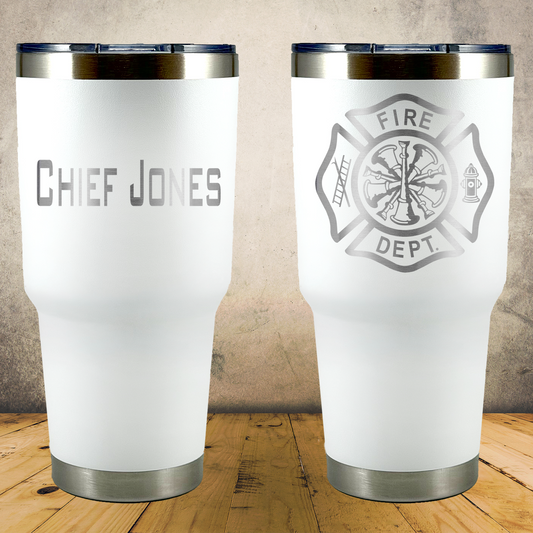 Personalized Laser Engraved Tumbler 30oz for Firefighter Chief