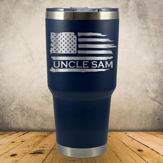 Personalized Tattered American Flag 30oz Stainless Steel Cup, Custom Laser Engraved Patriotic USA Cup