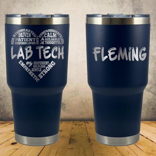 Personalized Lab Tech Tumbler, Custom 30oz Laboratory Technician Laser Engraved Stainless Steel Cup