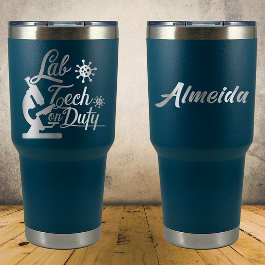 Personalized Lab Tech Tumbler, Custom 30oz Laboratory Technician Laser Engraved Stainless Steel Cup