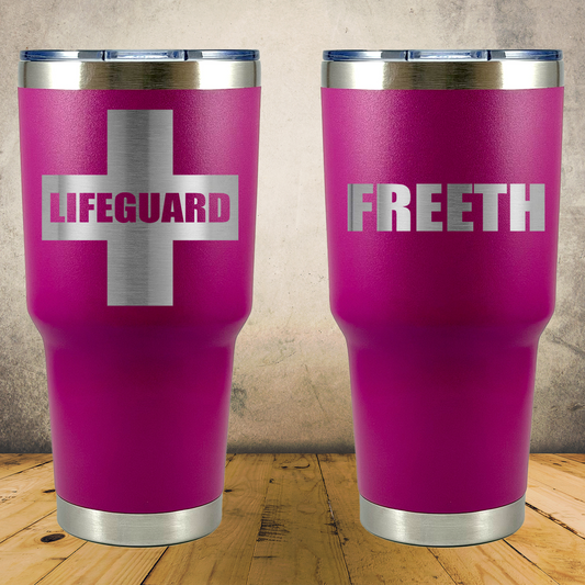 Personalized Lifeguard Tumbler 30oz Stainless Steel Cup, Custom Laser Engraved Lifeguard Gift, Beach Rescue Crew