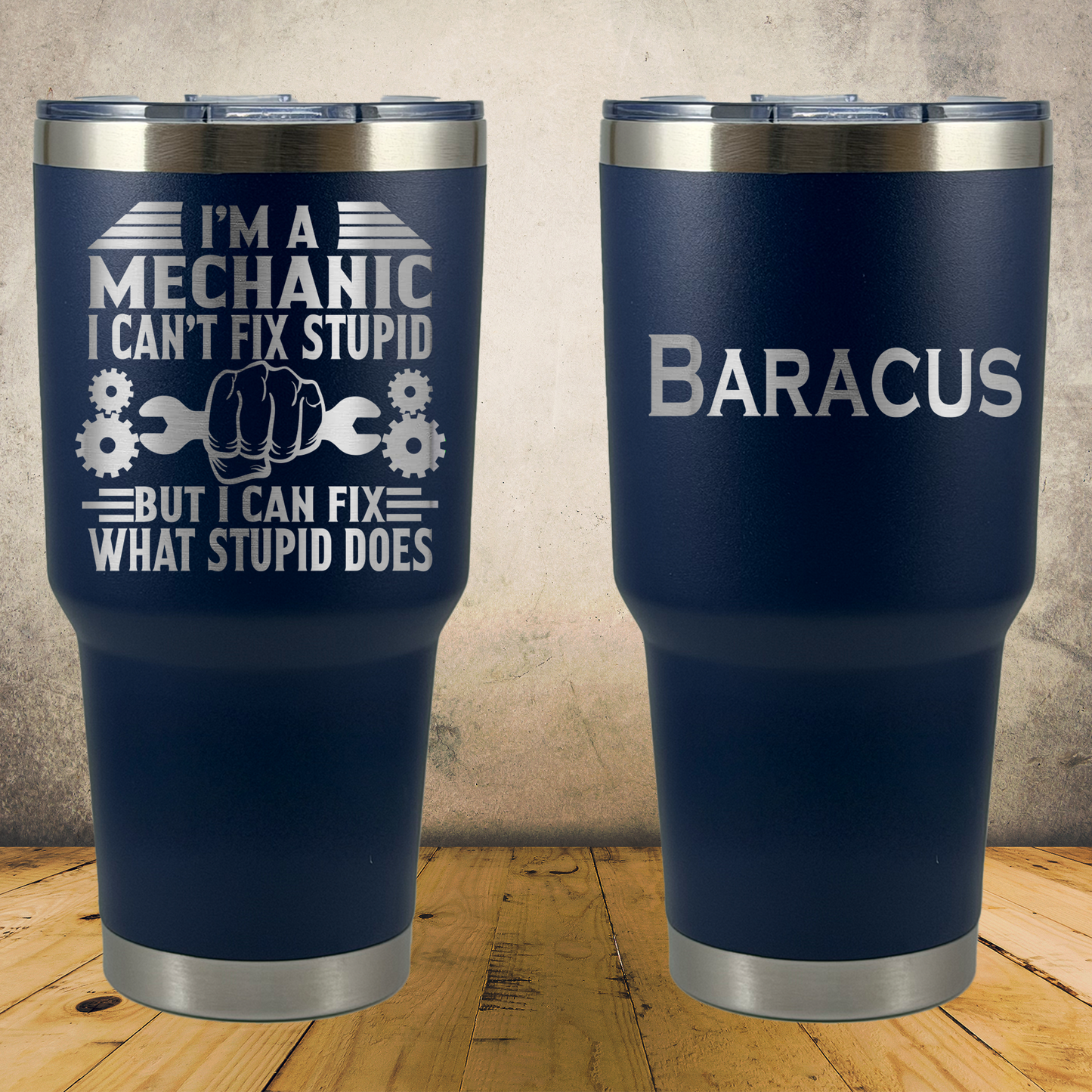 Personalized Mechanic Tumbler, Custom 30oz Laser Engraved Stainless Steel Cup, Automotive Technician Gift